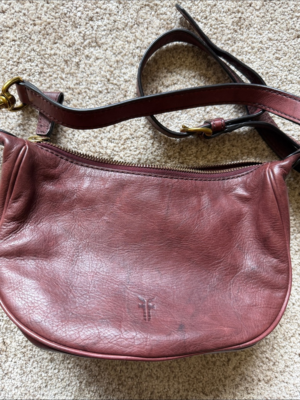 Frye Campus Rivet Small Leather Crossbody Bag in Black Cherry - Picture 9 of 9